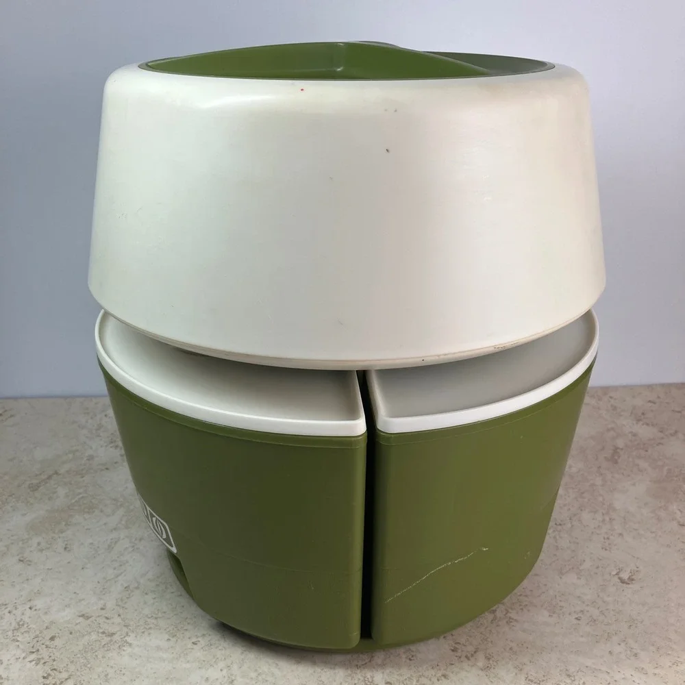 Rubbermaid Carousel Server Vintage Avocado Green Mod Flower Lazy Susan Kitchen